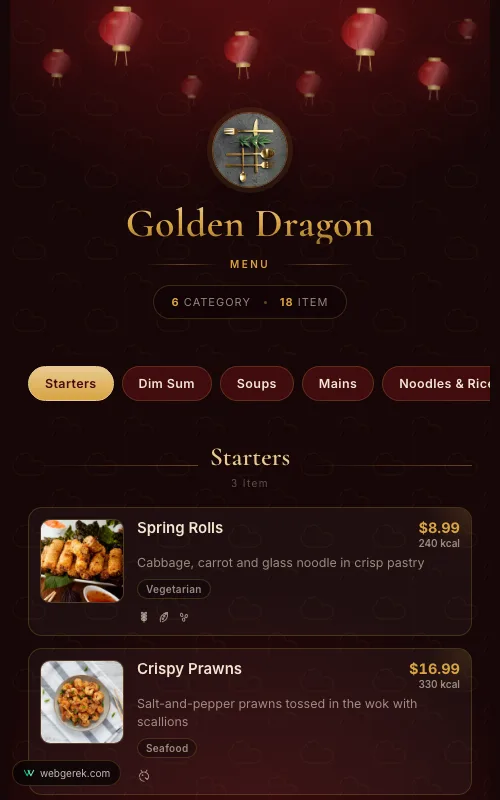 QR Menü Lantern QR menü tasarımı