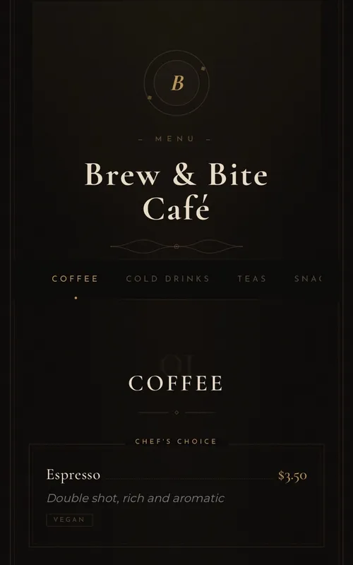 QR menu — Luxury design example