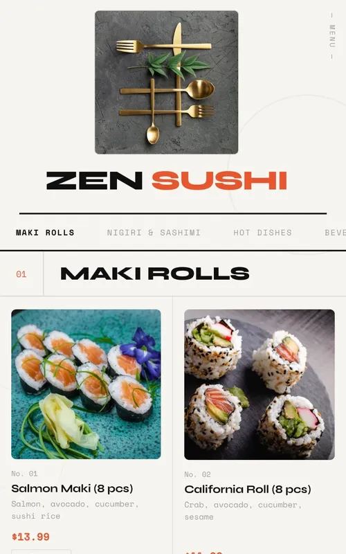 QR Menü Swiss QR menu design